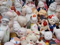 view--kada - assorted dolls in awashima jinja 