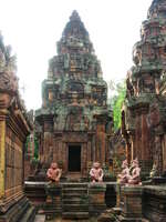 banteay srei monkeys Siem Reap, South East Asia, Cambodia, Asia