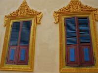 view--windows of new temple near lolei Phnom Penh, Siem Reap, South East Asia, Cambodia, Asia