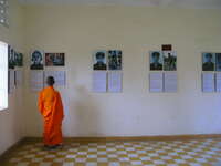 monks on the second floor Phnom Penh, South East Asia, Vietnam, Asia
