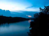 sunset laos river Vientiane, Hin Boun Village, South East Asia, Laos, Asia