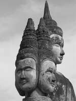view--three headed buddha Vientiane, South East Asia, Laos, Asia