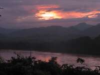 phousi temple sunset Luang Prabang, South East Asia, Laos, Asia