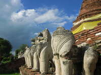 headless lions of wat thummikarat Ayutthaya, Central Thailand, Thailand, Asia