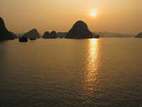 ha long sunset Ninh Binh, Halong Bay, Quang Ninh province, Vietnam, Asia