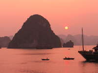 ha long bay sunset Ninh Binh, Halong Bay, Quang Ninh province, Vietnam, Asia