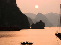halong bay sunset cruise Ninh Binh, Halong Bay, Quang Ninh province, Vietnam, Asia