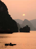 vietnamese sunset Ninh Binh, Halong Bay, Quang Ninh province, Vietnam, Asia