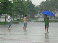 football in rain Hue, Hoi An, South East Asia, Vietnam, Asia