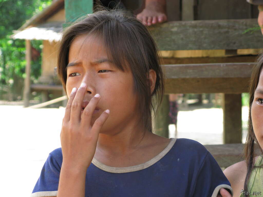 Laos Girl Yawning Slow Boat IndoChina