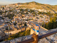 view--hello kitty and alhambra Granada, Andalucia, Spain, Europe