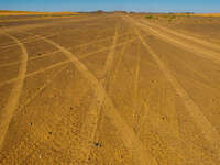 view--deflowered by tracks Merzouga, Sahara, Morocco, Africa