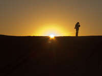 view--sunrise in desert Merzouga, Sahara, Morocco, Africa