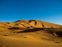 view--desert under morning sun Merzouga, Sahara, Morocco, Africa