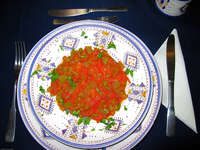 view--tomatoe salad at totmarroc Merzouga, Sahara, Morocco, Africa