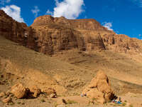 view--mountain barrier La Festival, Todra Gorge, Morocco, Africa
