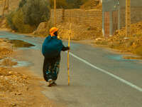 view--walking with stick Ait Arbi, Dades Valley, Morocco, Africa