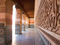 view--medersa ben youssef wall writing Marrakech, Interior, Morocco, Africa
