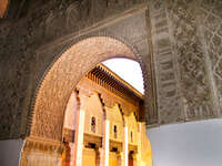 view--medersa arch Marrakech, Interior, Morocco, Africa