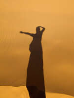view--shadow of sahara dance Merzouga, Sahara, Morocco, Africa