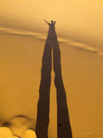 view--tall shadow in desert Merzouga, Sahara, Morocco, Africa