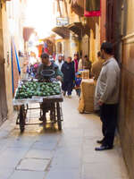 fez souks vegetable seller Fez, Imperial City, Morocco, Africa