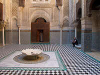 reading inside medersa Fez, Imperial City, Morocco, Africa
