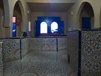 hotel foundtain Merzouga, Sahara, Morocco, Africa