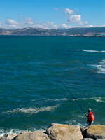 altantic coast fishing Tangier, Mediterranean, Morocco, Africa