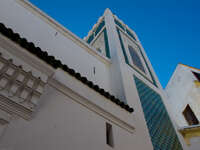 grand mosque minaret Tangier, Mediterranean, Morocco, Africa