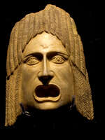 roman theater mask Malaga, Andalucia, Spain, Europe