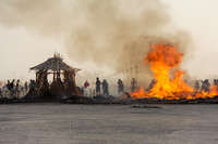Temple burn at sunet or 8 Black Rock City, Neveda, USA, North America