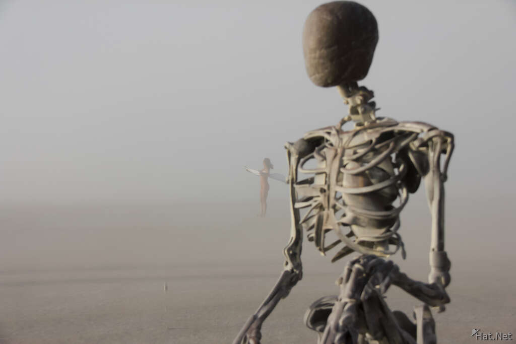 A lonely girl dancing naked in the lonely desert : Burning Man